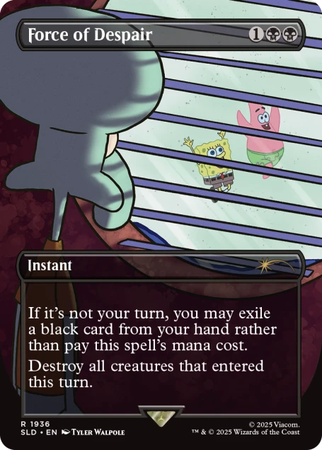 mtg spongebob squarepants cards Magic the Gathering, Secret Lair: Secret Lair x SquarePants: – Card Monster Games Options:Artist Proof Oil Slick FOIL (Sold Out) reanimador exile cards from the What Is Stax in