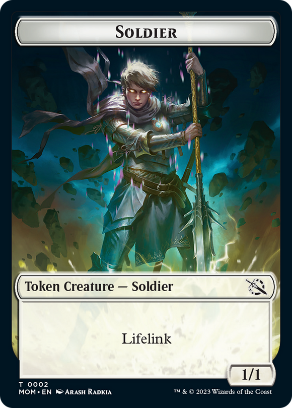 Soldier // Emblem â€” Teferi Akosa of Zhalfir Double-Sided Token [March of the Machine][FOIL]