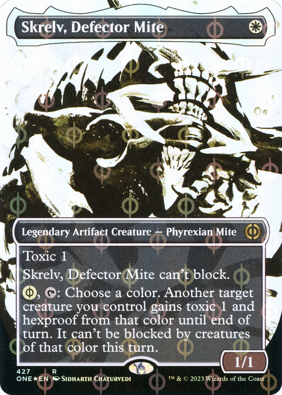 Skrelv, Defector Mite (Showcase) (Step-and-Compleat Foil) [Phyrexia: All Will Be One][FOIL]