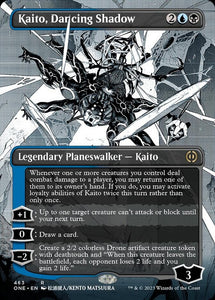 Kaito, Dancing Shadow (Borderless) (Step-and-Compleat Foil) [Phyrexia: All Will Be One][FOIL]