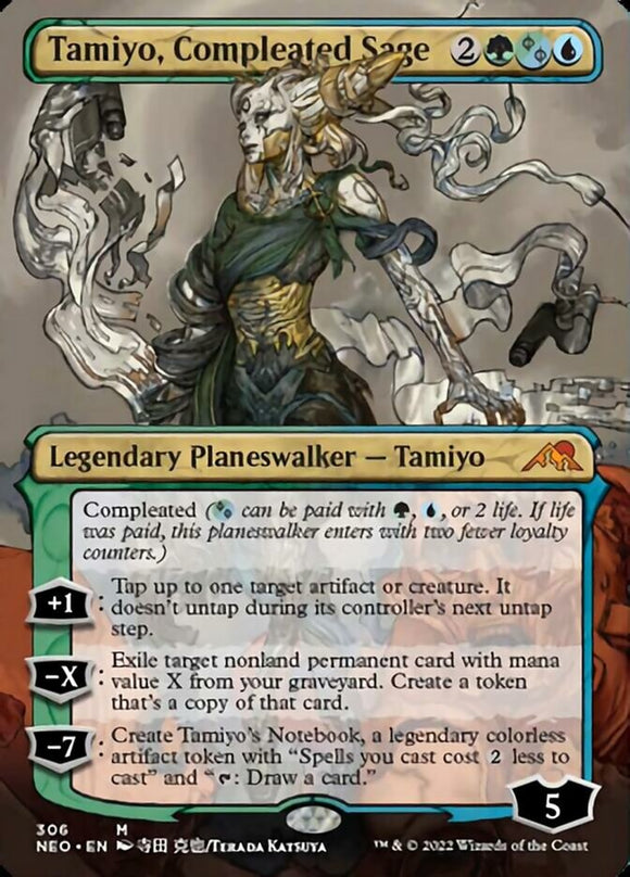 Tamiyo, Compleated Sage (Borderless) [Kamigawa: Neon Dynasty][FOIL]