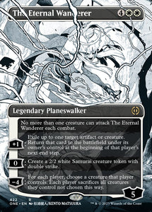 The Eternal Wanderer (Borderless) (Step-and-Compleat Foil) [Phyrexia: All Will Be One][FOIL]