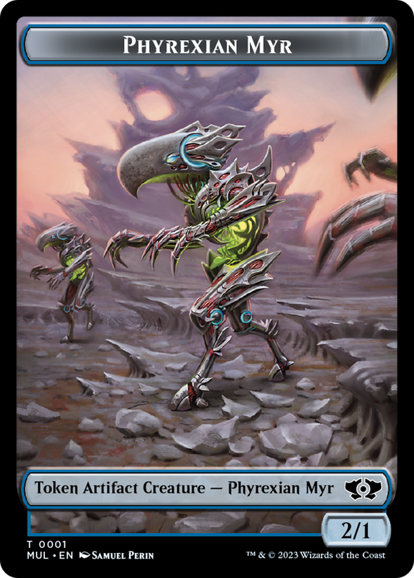 Phyrexian Myr // Emblem â€” Wrenn and Realmbreaker Double-Sided Token [March of the Machine][FOIL]